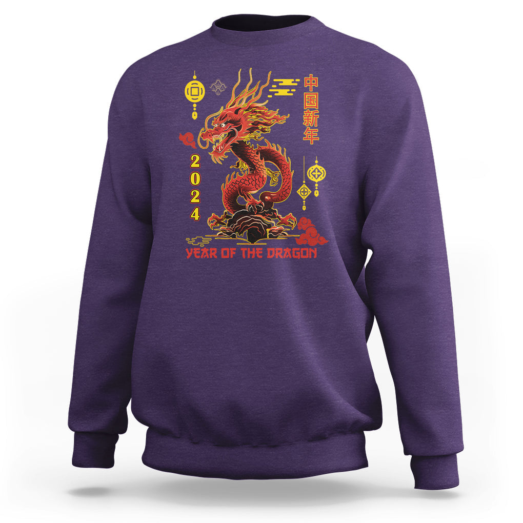 Lunar New Year Chinese Happy 2024 Year of the Dragon Sweatshirt TS09 Purple Printyourwear