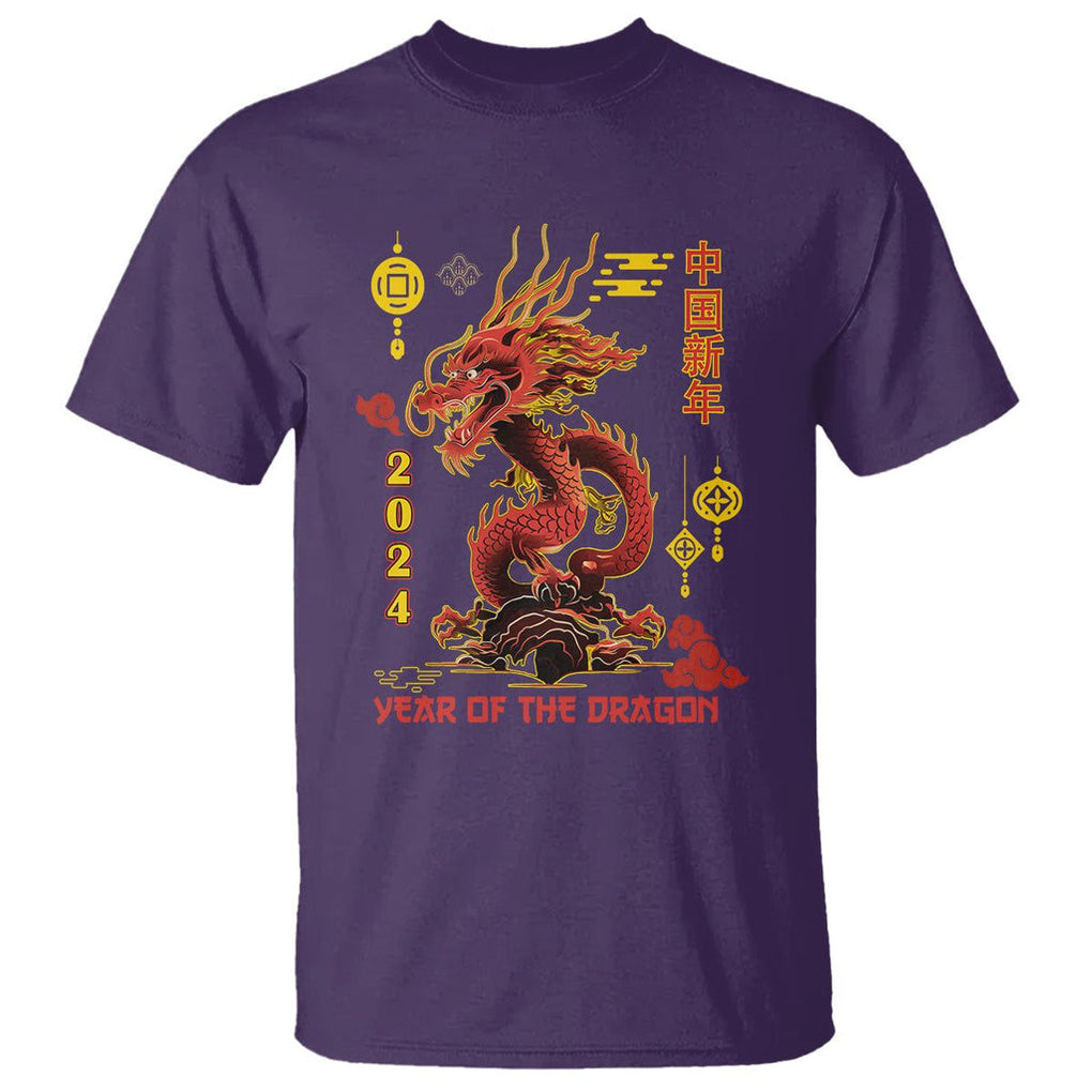 Lunar New Year Chinese Happy 2024 Year of the Dragon T Shirt TS09 Purple Printyourwear