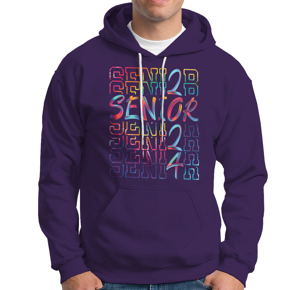 Graduation Hoodie Senior 2024 Tie Dye Congrats Graduate Class Of 24 TS09 Purple Printyourwear