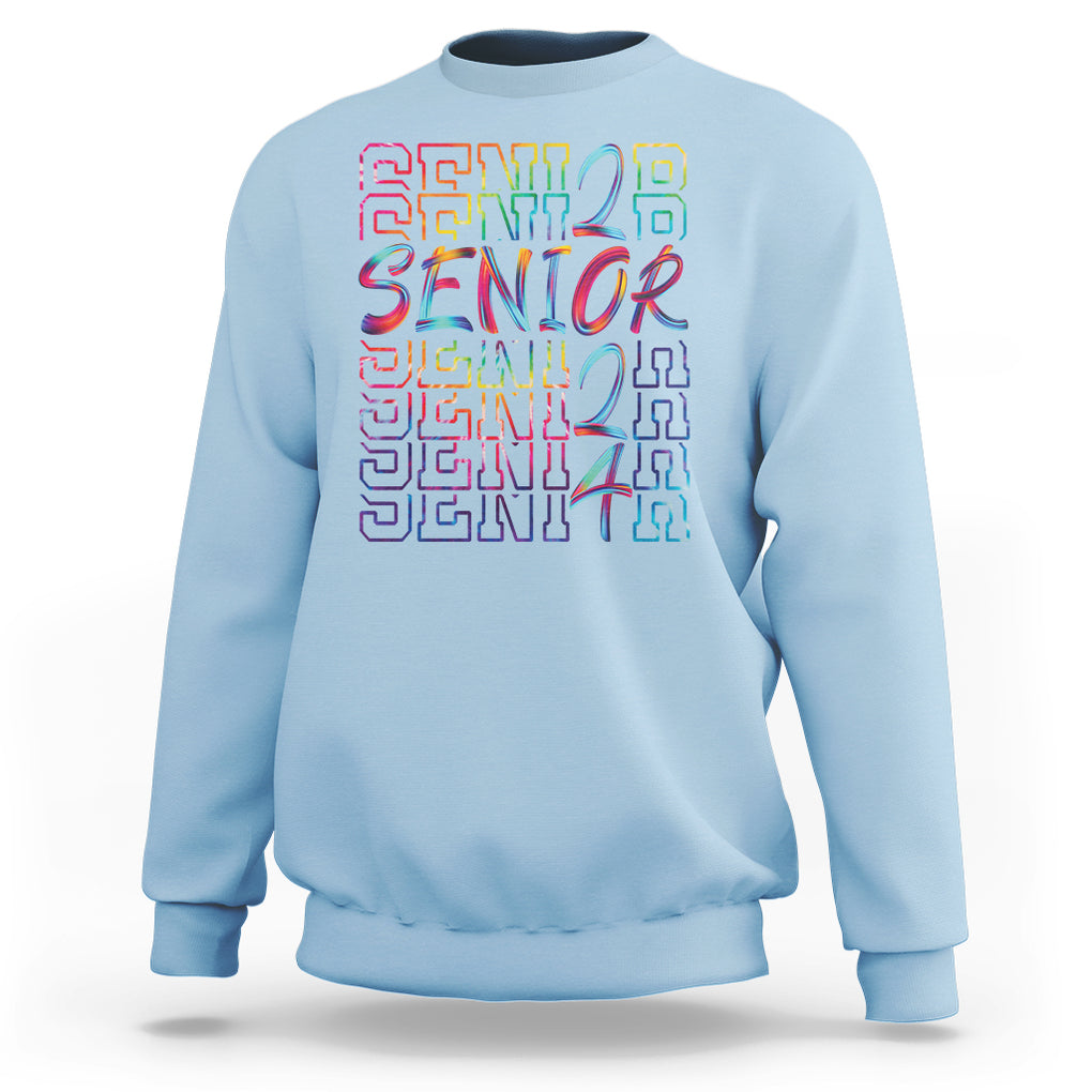 Graduation Sweatshirt Senior 2024 Tie Dye Congrats Graduate Class Of 24 TS09 Light Blue Printyourwear
