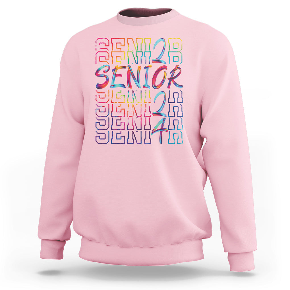 Graduation Sweatshirt Senior 2024 Tie Dye Congrats Graduate Class Of 24 TS09 Light Pink Printyourwear