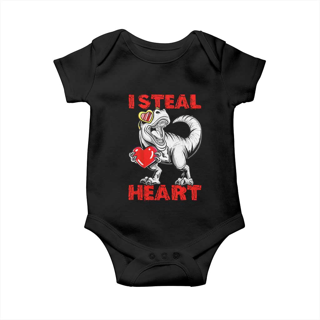 Valentine's Day Baby Onesie Dinosaur I Steal Hearts Kid Boy Men Lover TS09 Black Print Your Wear