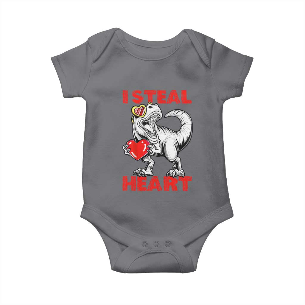 Valentine's Day Baby Onesie Dinosaur I Steal Hearts Kid Boy Men Lover TS09 Charcoal Print Your Wear