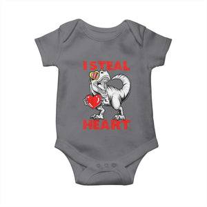 Valentine's Day Baby Onesie Dinosaur I Steal Hearts Kid Boy Men Lover TS09 Charcoal Print Your Wear