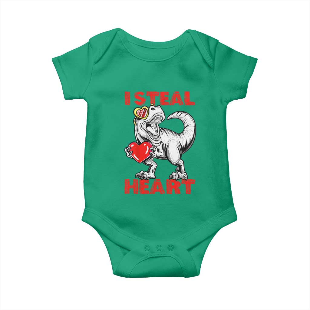 Valentine's Day Baby Onesie Dinosaur I Steal Hearts Kid Boy Men Lover TS09 Irish Green Print Your Wear