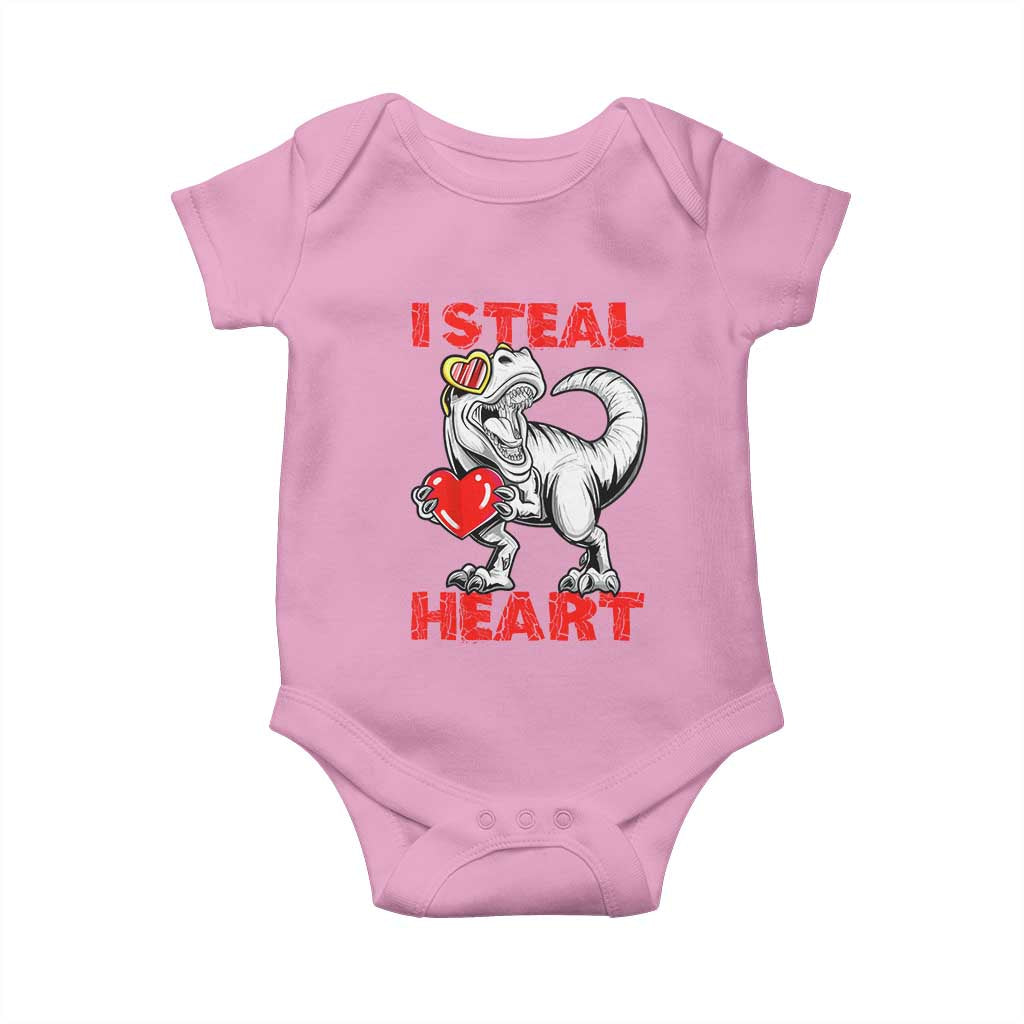 Valentine's Day Baby Onesie Dinosaur I Steal Hearts Kid Boy Men Lover TS09 Light Pink Print Your Wear