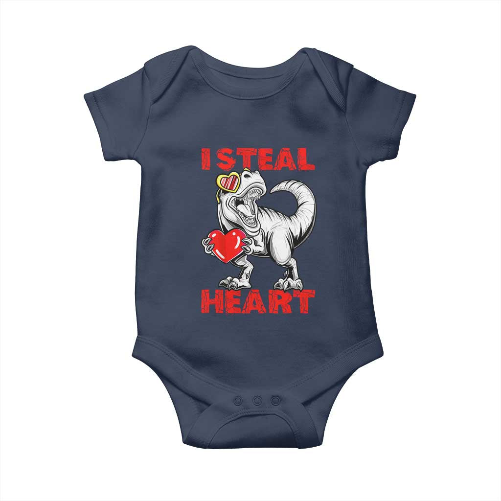 Valentine's Day Baby Onesie Dinosaur I Steal Hearts Kid Boy Men Lover TS09 Navy Print Your Wear