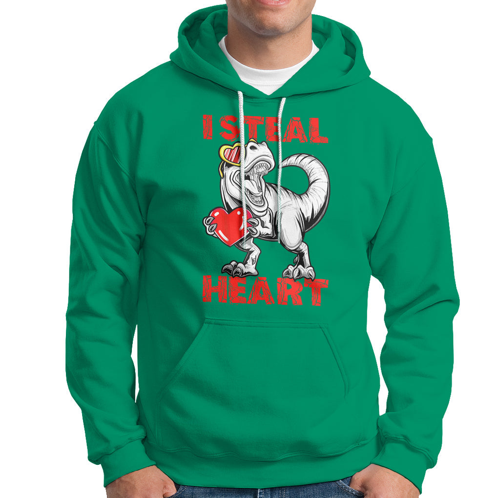 Valentine's Day Hoodie Dinosaur I Steal Hearts Kid Boy Men Lover TS09 Irish Green Printyourwear