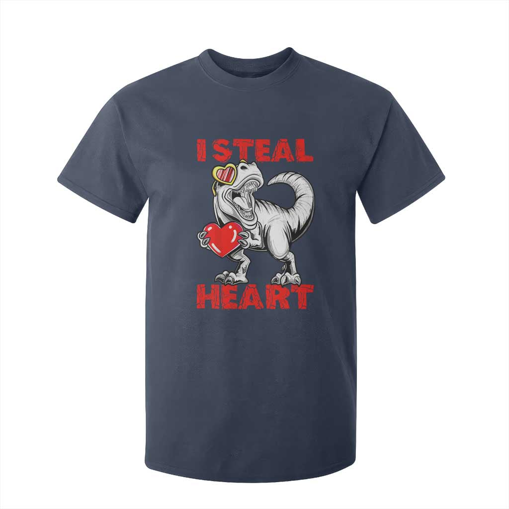 Valentine's Day T Shirt For Kid Dinosaur I Steal Hearts Kid Boy Men Lover TS09 Navy Print Your Wear