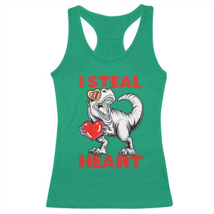 Valentine's Day Racerback Tank Top Dinosaur I Steal Hearts Kid Boy Men Lover TS09 Irish Green Print Your Wear