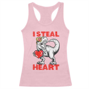 Valentine's Day Racerback Tank Top Dinosaur I Steal Hearts Kid Boy Men Lover TS09 Light Pink Print Your Wear