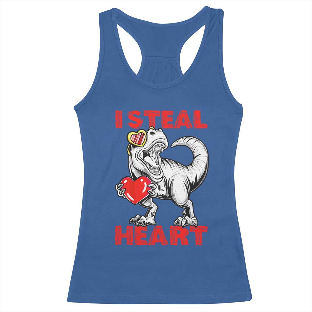Valentine's Day Racerback Tank Top Dinosaur I Steal Hearts Kid Boy Men Lover TS09 Royal Blue Print Your Wear