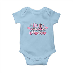 Valentine's Day Baby Onesie I'm A Sucker For You Heart Candy Lollipop TS09 Light Blue Print Your Wear