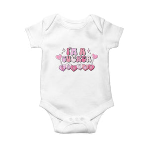 Valentine's Day Baby Onesie I'm A Sucker For You Heart Candy Lollipop TS09 White Print Your Wear