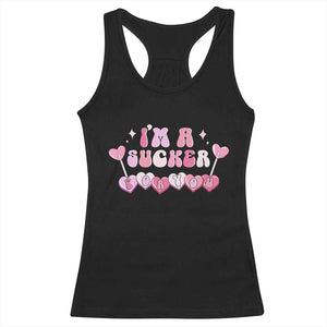 Valentine's Day Racerback Tank Top I'm A Sucker For You Heart Candy Lollipop TS09 Black Print Your Wear