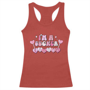 Valentine's Day Racerback Tank Top I'm A Sucker For You Heart Candy Lollipop TS09 Red Print Your Wear