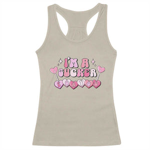 Valentine's Day Racerback Tank Top I'm A Sucker For You Heart Candy Lollipop TS09 Sand Print Your Wear