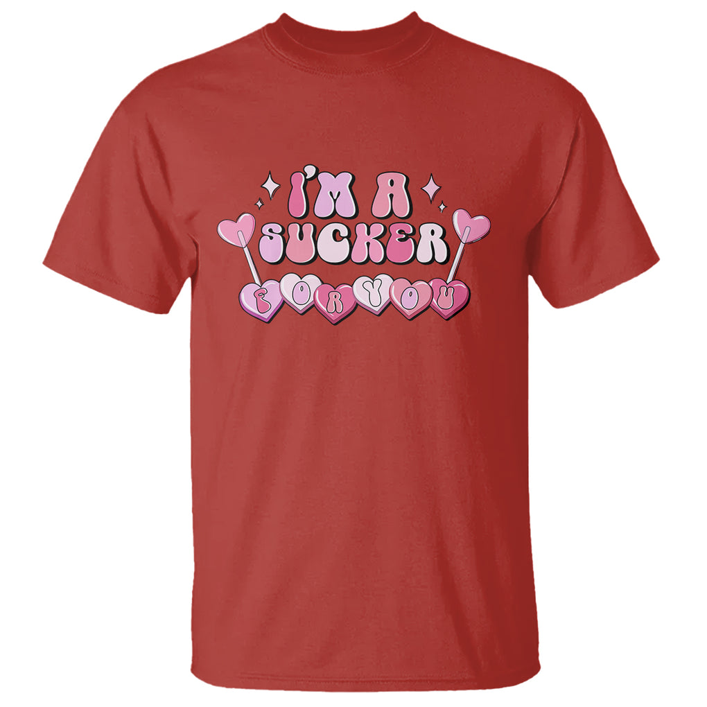 Valentine's Day T Shirt I'm A Sucker For You Heart Candy Lollipop TS09 Red Printyourwear
