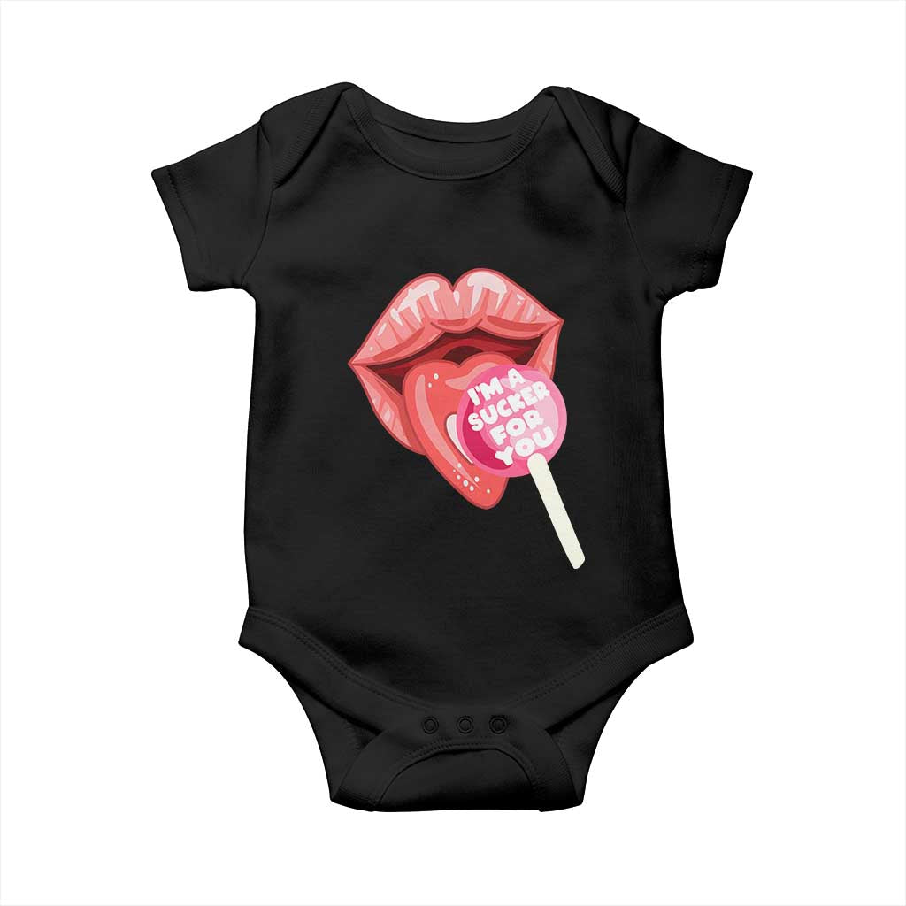 Valentine's Day Baby Onesie I'm A Sucker For You Candy Pop Lollipop TS09 Black Print Your Wear