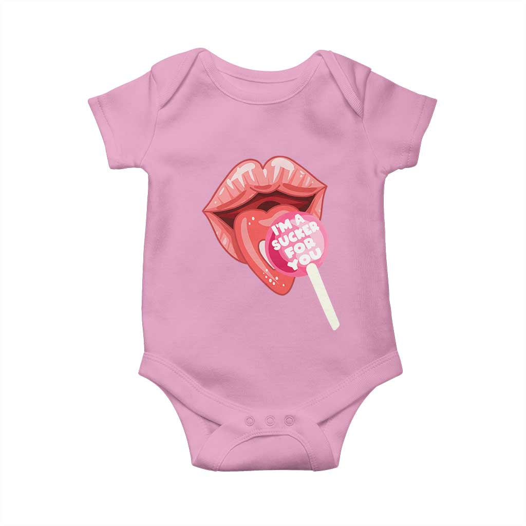 Valentine's Day Baby Onesie I'm A Sucker For You Candy Pop Lollipop TS09 Light Pink Print Your Wear