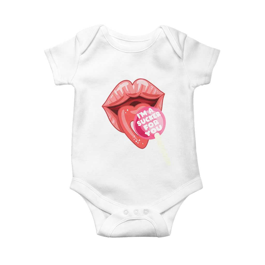 Valentine's Day Baby Onesie I'm A Sucker For You Candy Pop Lollipop TS09 White Print Your Wear