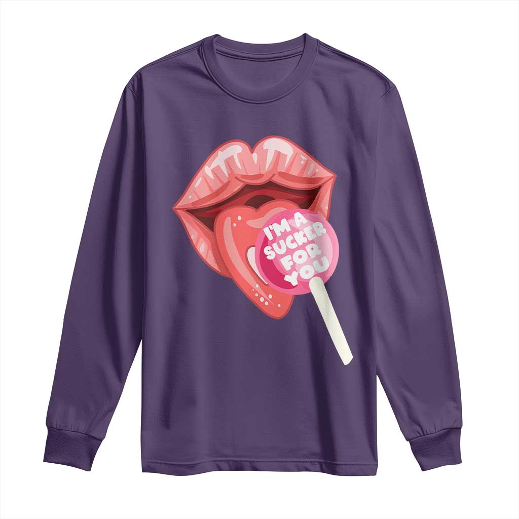 Valentine's Day Long Sleeve Shirt I'm A Sucker For You Candy Pop Lollipop TS09 Purple Print Your Wear
