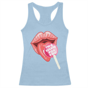 Valentine's Day Racerback Tank Top I'm A Sucker For You Candy Pop Lollipop TS09 Light Blue Print Your Wear