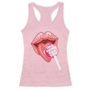 Valentine's Day Racerback Tank Top I'm A Sucker For You Candy Pop Lollipop TS09 Light Pink Print Your Wear