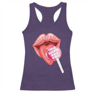 Valentine's Day Racerback Tank Top I'm A Sucker For You Candy Pop Lollipop TS09 Purple Print Your Wear