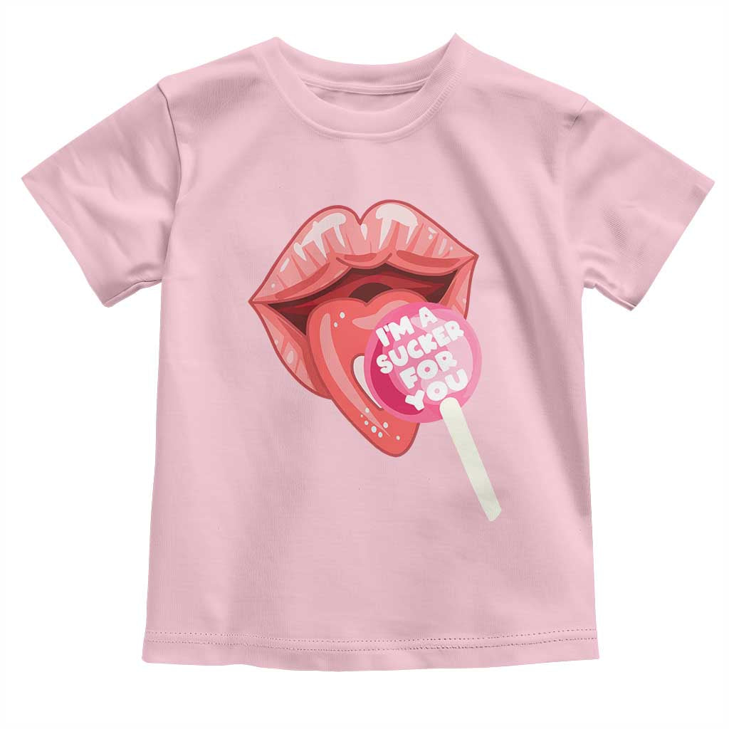 Valentine's Day Toddler T Shirt I'm A Sucker For You Candy Pop Lollipop TS09 Light Pink Print Your Wear