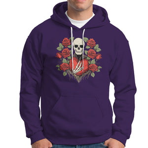 Valentine's Day Hoodie Skeleton Hand Heart Sign Red Rose Flower Gothic TS09 Purple Printyourwear