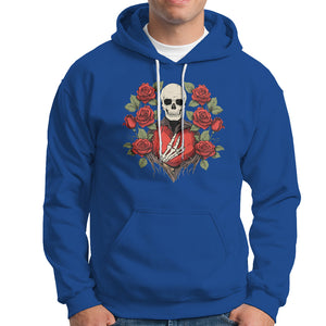 Valentine's Day Hoodie Skeleton Hand Heart Sign Red Rose Flower Gothic TS09 Royal Blue Printyourwear
