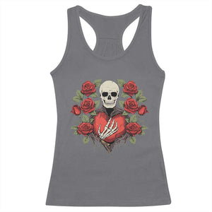 Valentine's Day Racerback Tank Top Skeleton Hand Heart Sign Red Rose Flower Gothic TS09 Charcoal Print Your Wear