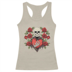 Valentine's Day Racerback Tank Top Skeleton Hand Heart Sign Red Rose Flower Gothic TS09 Sand Print Your Wear