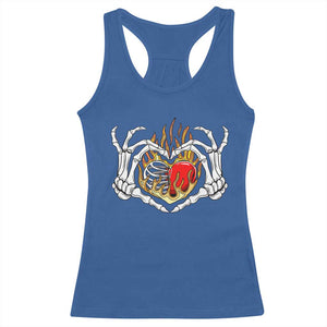 Valentine's Day Racerback Tank Top Skeleton Hand Love Sign Holding Fire Red Heart TS09 Royal Blue Print Your Wear
