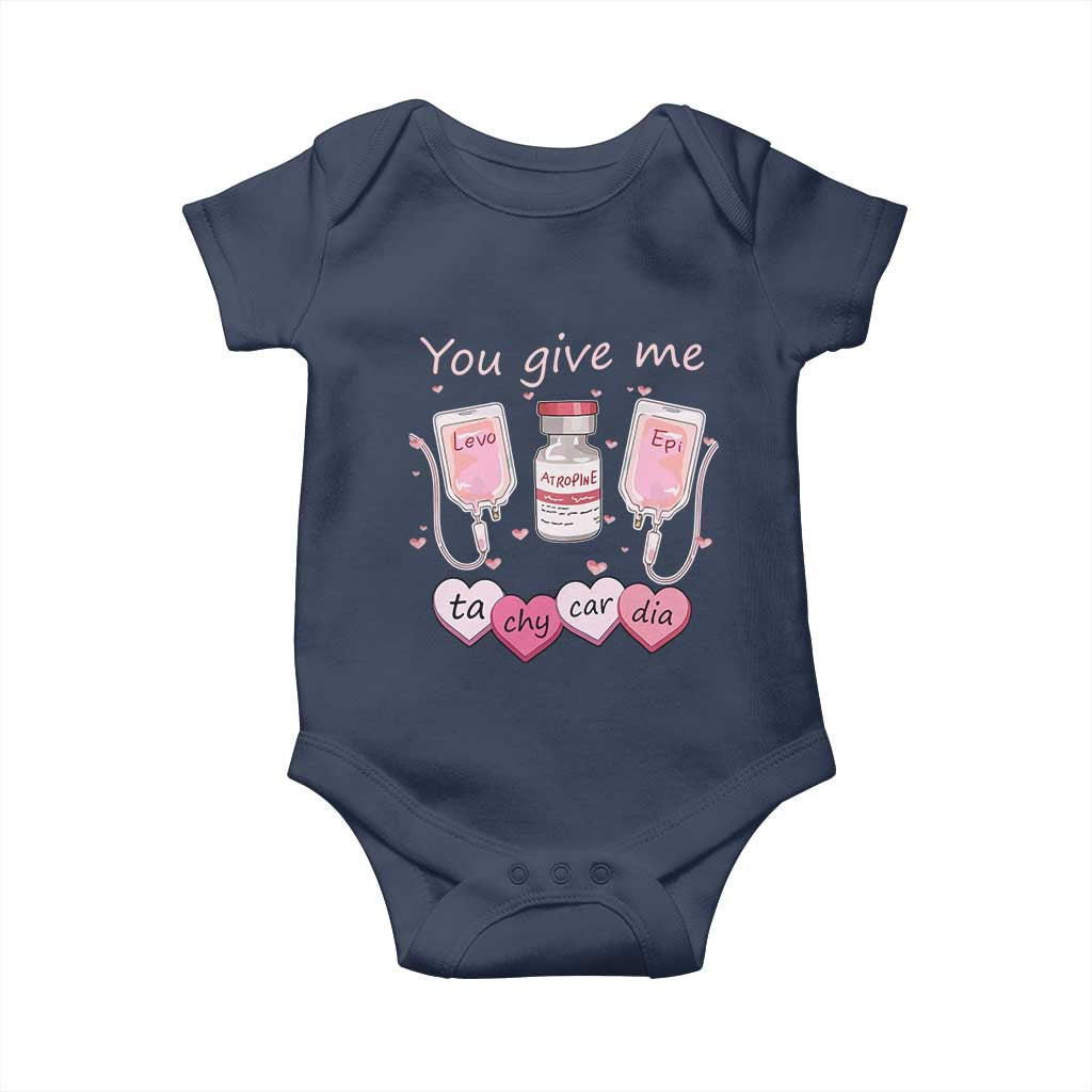 Valentine's Day Baby Onesie You Give Me Tachycardia ICU Nurse Life TS09 Navy Print Your Wear
