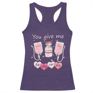 Valentine's Day Racerback Tank Top You Give Me Tachycardia ICU Nurse Life TS09 Purple Print Your Wear