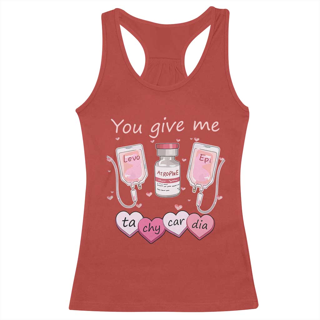 Valentine's Day Racerback Tank Top You Give Me Tachycardia ICU Nurse Life TS09 Red Print Your Wear