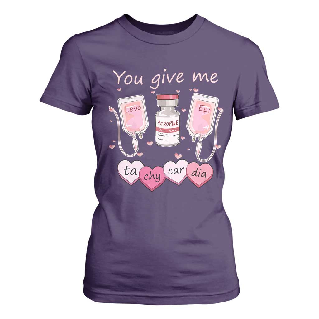 Valentine's Day T Shirt For Women You Give Me Tachycardia ICU Nurse Life TS09 Purple Print Your Wear