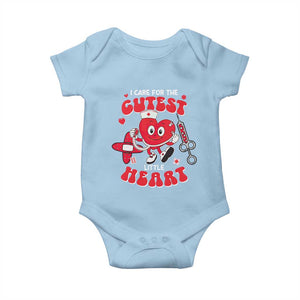 Valentine's Day Baby Onesie I Care For Cutest Little Hearts Nurse Life TS09 Light Blue Print Your Wear