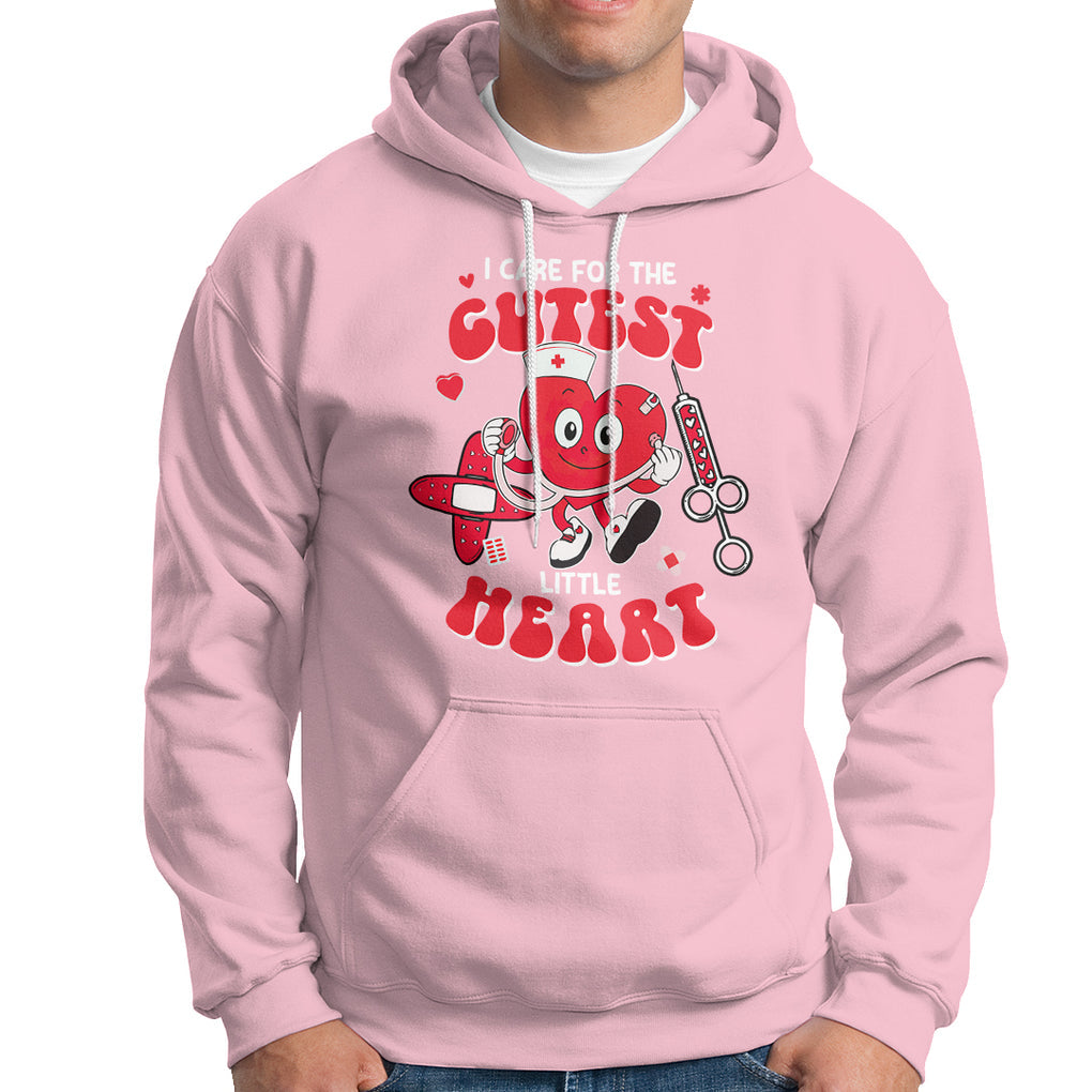 Valentine's Day Hoodie I Care For Cutest Little Hearts Nurse Life TS09 Light Pink Printyourwear