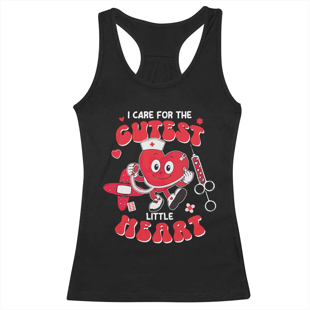Valentine's Day Racerback Tank Top I Care For Cutest Little Hearts Nurse Life TS09 Black Print Your Wear