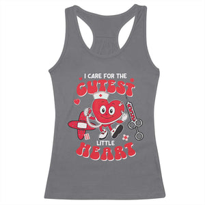 Valentine's Day Racerback Tank Top I Care For Cutest Little Hearts Nurse Life TS09 Charcoal Print Your Wear