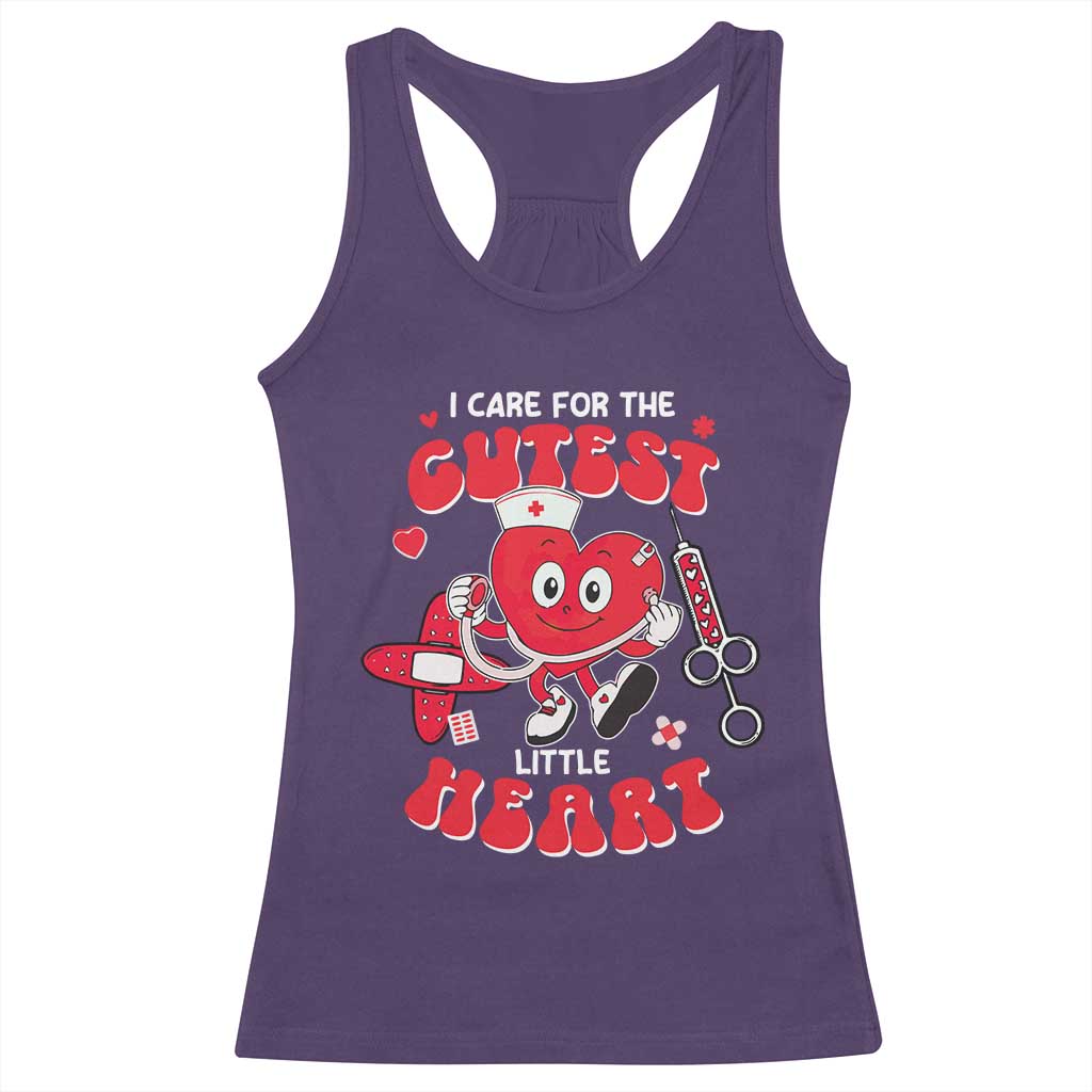 Valentine's Day Racerback Tank Top I Care For Cutest Little Hearts Nurse Life TS09 Purple Print Your Wear