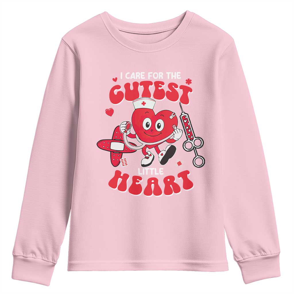 Valentine's Day Youth Sweatshirt I Care For Cutest Little Hearts Nurse Life TS09 Light Pink Print Your Wear