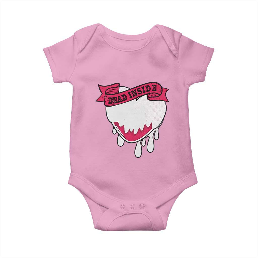 Valentine's Day Baby Onesie Dead Inside Melting Heart Goth TS09 Light Pink Print Your Wear