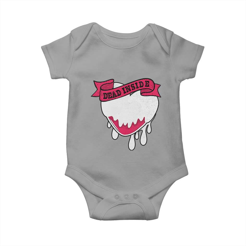 Valentine's Day Baby Onesie Dead Inside Melting Heart Goth TS09 Sport Gray Print Your Wear