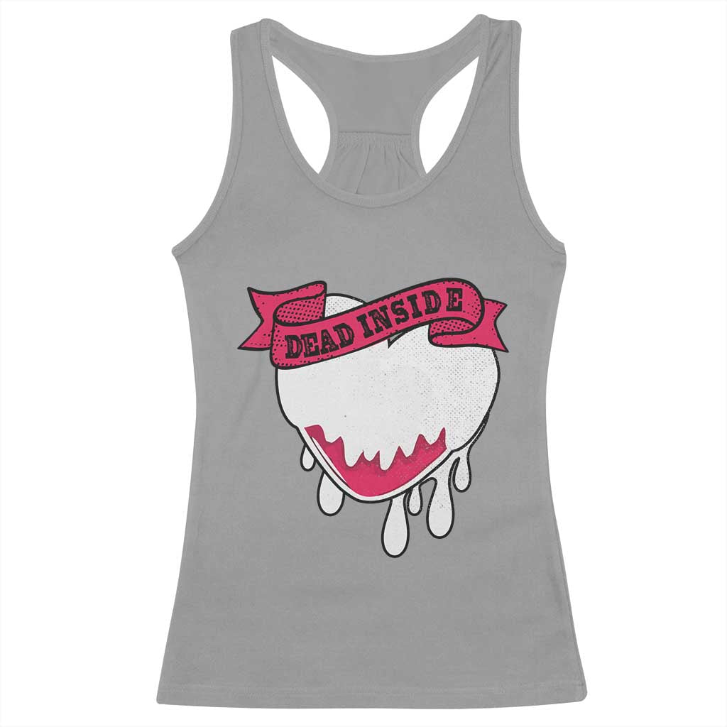 Valentine's Day Racerback Tank Top Dead Inside Melting Heart Goth TS09 Sport Gray Print Your Wear