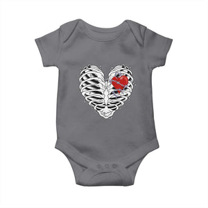 Valentine's Day Baby Onesie Gothic Valentine Skeleton With Barbed Wire Heart TS09 Charcoal Print Your Wear