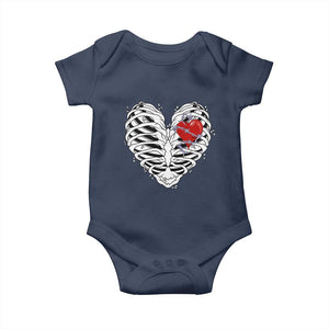 Valentine's Day Baby Onesie Gothic Valentine Skeleton With Barbed Wire Heart TS09 Navy Print Your Wear